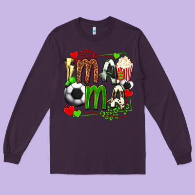 Mama Soccer With Popcorn Long Sleeve Tee Designed By Texasbilliewilder