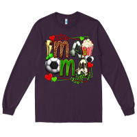 Plum mama soccer with popcorn Long Sleeve Tee - texasbilliewilder