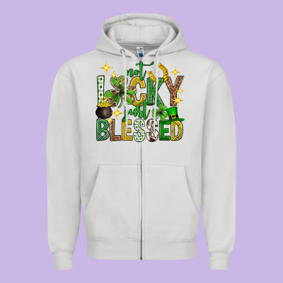 Not Lucky Just Blessed St. Patricks Day Zipper Hoodie Designed By Neo Western