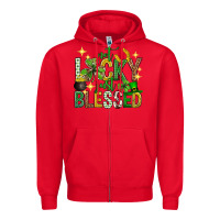 Red Not lucky just blessed st. patricks day Zipper Hoodie - Neo Western