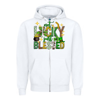 White Not lucky just blessed st. patricks day Zipper Hoodie - Neo Western