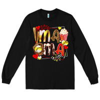 Black mama softball baseball with popcorn Long Sleeve Tee - texasbilliewilder