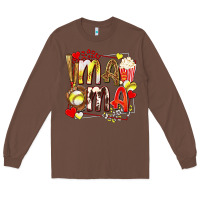 Chestnut mama softball baseball with popcorn Long Sleeve Tee - texasbilliewilder