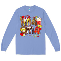 Colony Blue mama softball baseball with popcorn Long Sleeve Tee - texasbilliewilder