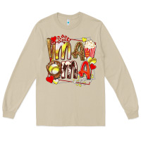 Mushroom mama softball baseball with popcorn Long Sleeve Tee - texasbilliewilder