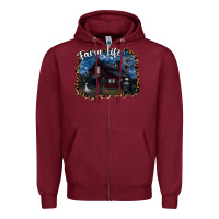 Burgundy farm life2 Zipper Hoodie - SublimationCraftShop