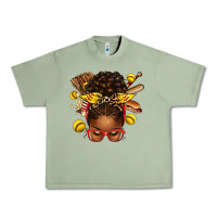 Oil Green softball afro messy bun Urban Heavy Tee - texasbilliewilder