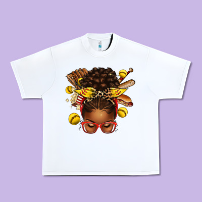 Urban Heavy Tee softball afro messy bun