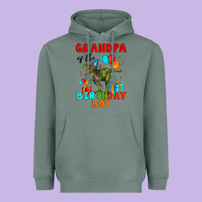 Grandpa Of The Birthday Boy T Rex Heavyweight Hoodie Designed By Artiststas