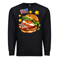 Black american flag and hamburger Premium Sweatshirt - AdoDesignShop