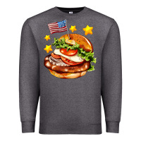 Charcoal Heather american flag and hamburger Premium Sweatshirt - AdoDesignShop