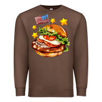 Chestnut american flag and hamburger Premium Sweatshirt - AdoDesignShop