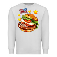 Dove Grey american flag and hamburger Premium Sweatshirt - AdoDesignShop
