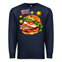 Navy american flag and hamburger Premium Sweatshirt - AdoDesignShop