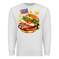Oatmeal Heather american flag and hamburger Premium Sweatshirt - AdoDesignShop