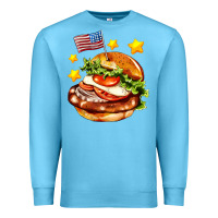 Ocean Blue american flag and hamburger Premium Sweatshirt - AdoDesignShop