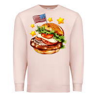 Pale Pink american flag and hamburger Premium Sweatshirt - AdoDesignShop