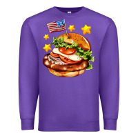 Purple american flag and hamburger Premium Sweatshirt - AdoDesignShop