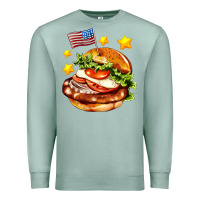 Seafoam american flag and hamburger Premium Sweatshirt - AdoDesignShop