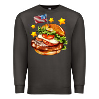 Smoke american flag and hamburger Premium Sweatshirt - AdoDesignShop