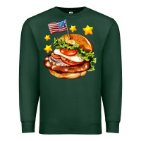 Sports Green american flag and hamburger Premium Sweatshirt - AdoDesignShop