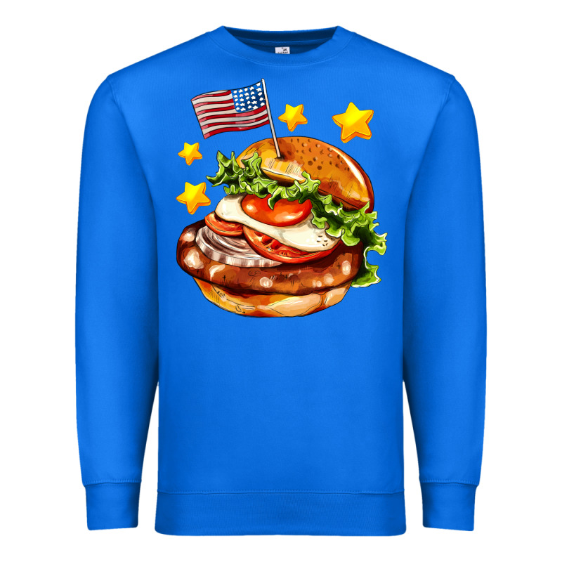 American Flag And Hamburger Premium Sweatshirt by AdoDesignShop | Teevron