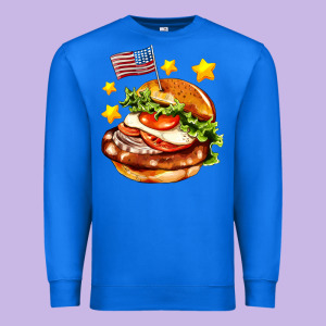 American Flag And Hamburger Premium Sweatshirt Designed By Adodesignshop