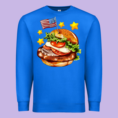 American Flag And Hamburger Premium Sweatshirt Designed By Adodesignshop