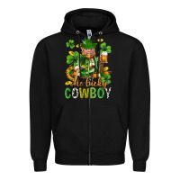 Black One lucky cowboy with st. patricks elf Zipper Hoodie - Neo Western