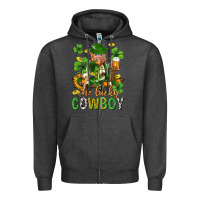 Charcoal Heather One lucky cowboy with st. patricks elf Zipper Hoodie - Neo Western