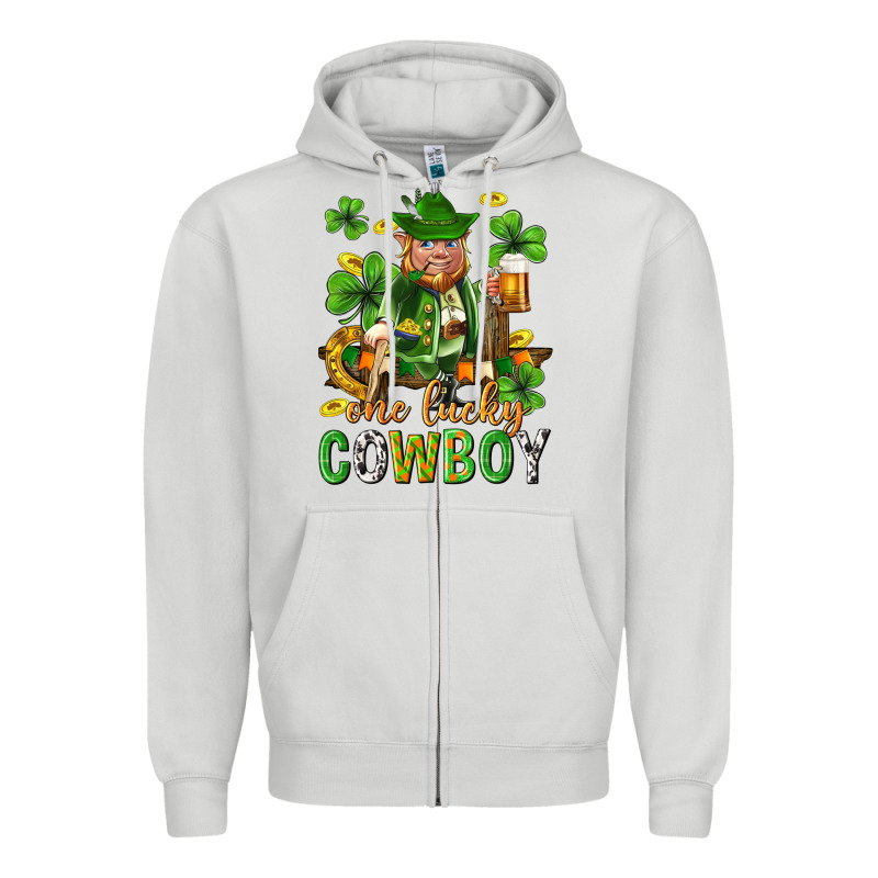 One Lucky Cowboy With St. Patricks Elf Zipper Hoodie by Neo Western | Teevron