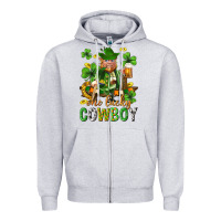 Heather Grey One lucky cowboy with st. patricks elf Zipper Hoodie - Neo Western