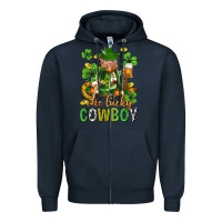 Navy One lucky cowboy with st. patricks elf Zipper Hoodie - Neo Western