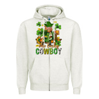 Oatmeal Heather One lucky cowboy with st. patricks elf Zipper Hoodie - Neo Western