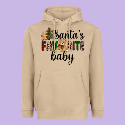 Santa's Favorite Baby Heavyweight Hoodie Designed By Adodesignshop