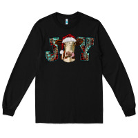 Black christmas joy with heifer cow Long Sleeve Tee - RanaPortraitStore