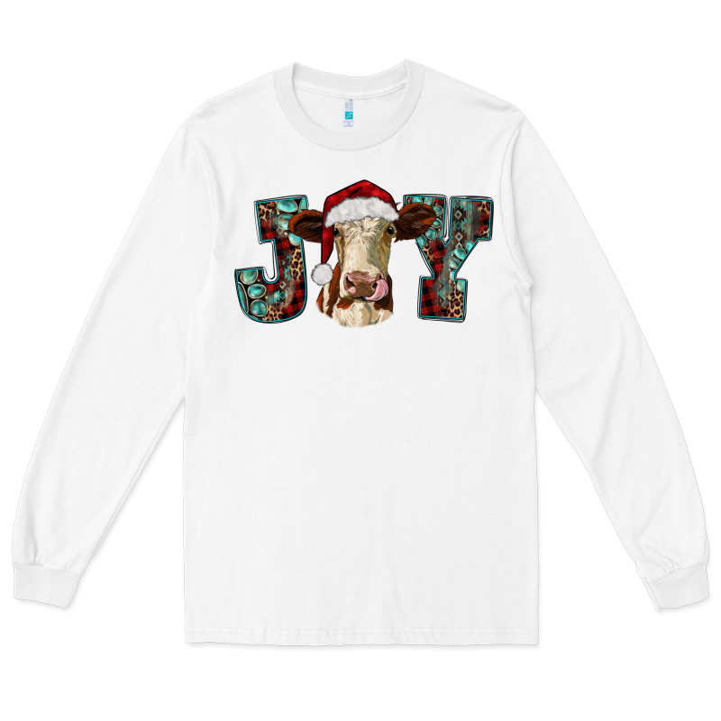 Christmas Joy With Heifer Cow Long Sleeve Tee by RanaPortraitStore | Teevron