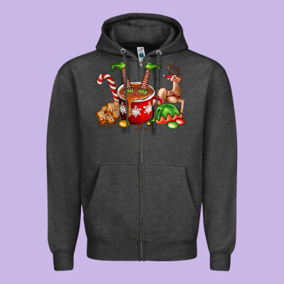 Chocolate Elf Zipper Hoodie Designed By Fadigitalartstudio