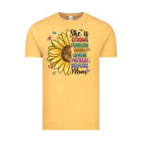Vintage Mustard she is strong fearless warm loving mom Vintage Tee - MaliasSmallBusiness