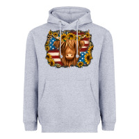Heather Grey 4th of july shaggy cow Heavyweight Hoodie - Jasminsmagicworld