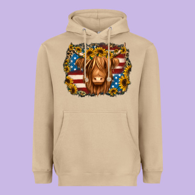 4th Of July Shaggy Cow Heavyweight Hoodie Designed By Jasminsmagicworld