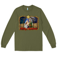Army Green merry christmas holy family Long Sleeve Tee - RanaPortraitStore