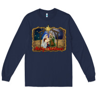 Navy merry christmas holy family Long Sleeve Tee - RanaPortraitStore