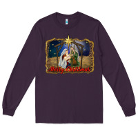 Plum merry christmas holy family Long Sleeve Tee - RanaPortraitStore