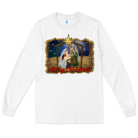 White merry christmas holy family Long Sleeve Tee - RanaPortraitStore