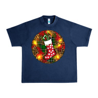 Navy Santa Stocking Christmas Urban Heavy Tee - RanaPortraitStore