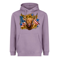 Lavender 4th of july shaggy cow leopard background Heavyweight Hoodie - Jasminsmagicworld