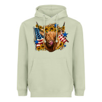 Matcha 4th of july shaggy cow leopard background Heavyweight Hoodie - Jasminsmagicworld