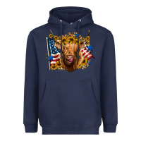 Navy 4th of july shaggy cow leopard background Heavyweight Hoodie - Jasminsmagicworld