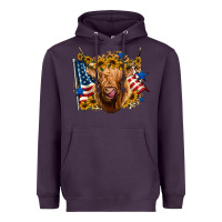 Plum 4th of july shaggy cow leopard background Heavyweight Hoodie - Jasminsmagicworld
